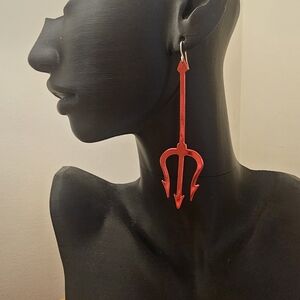 Claire's Fiery Red Trident Earrings